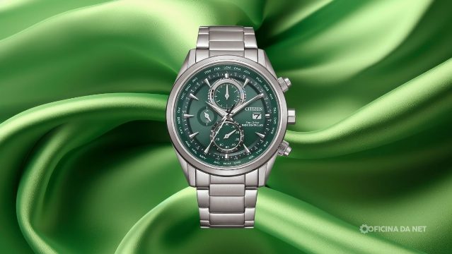 Citizen lança relógio com mostrador verde e bateria que carrega sozinha com a luz